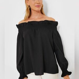 Black Off the Shoulder Marguerite Blouse